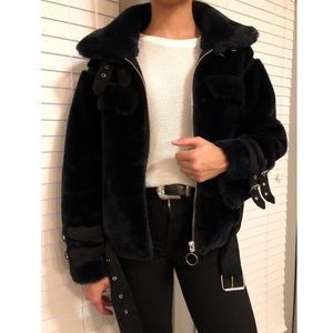 Eleven Paris faux fur biker jacket size women’s S